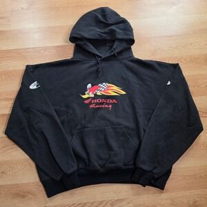 Vintage Joe Rocket Honda Racing Hoodie Mens XL Black Woody Woodpecker Pullover